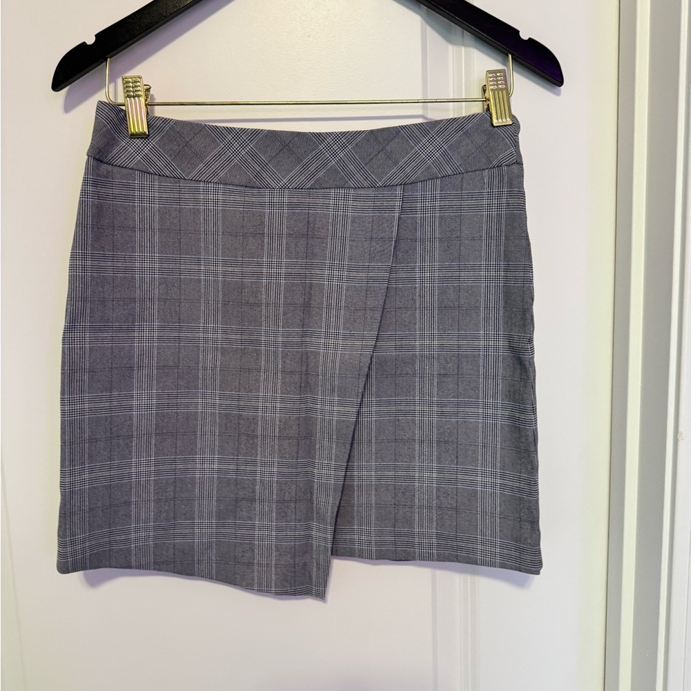 Margaret M Blue Gray Asymmetrical Pencil Mini Skirt